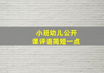 小班幼儿公开课评语简短一点