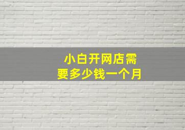 小白开网店需要多少钱一个月