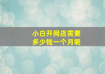 小白开网店需要多少钱一个月呢