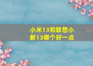 小米13和联想小新13哪个好一点