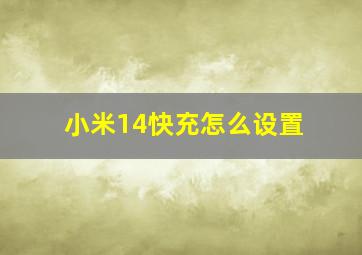 小米14快充怎么设置