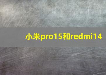 小米pro15和redmi14