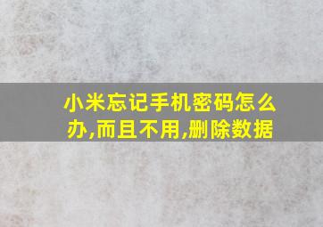 小米忘记手机密码怎么办,而且不用,删除数据