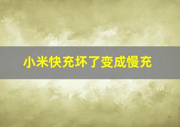 小米快充坏了变成慢充