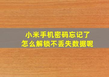 小米手机密码忘记了怎么解锁不丢失数据呢