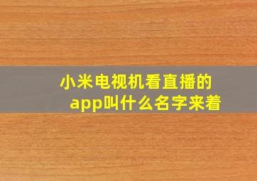 小米电视机看直播的app叫什么名字来着