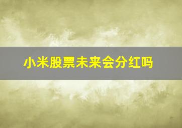 小米股票未来会分红吗