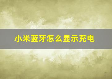 小米蓝牙怎么显示充电