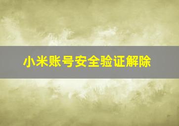 小米账号安全验证解除