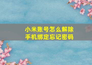 小米账号怎么解除手机绑定忘记密码