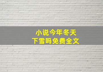 小说今年冬天下雪吗免费全文