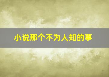 小说那个不为人知的事