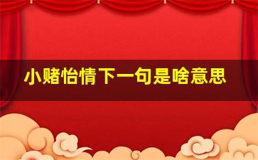 小赌怡情下一句是啥意思