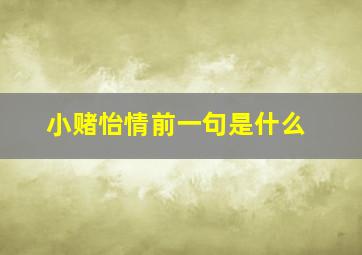 小赌怡情前一句是什么