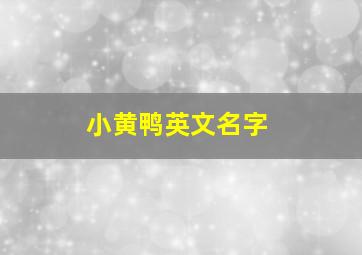 小黄鸭英文名字