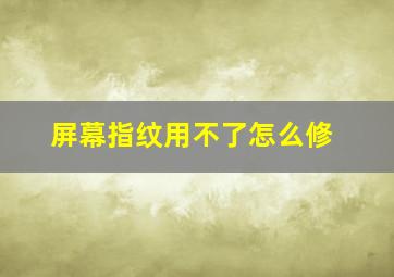 屏幕指纹用不了怎么修