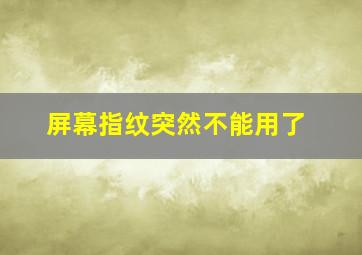 屏幕指纹突然不能用了