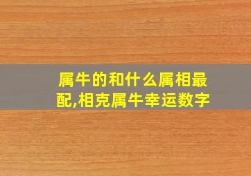 属牛的和什么属相最配,相克属牛幸运数字