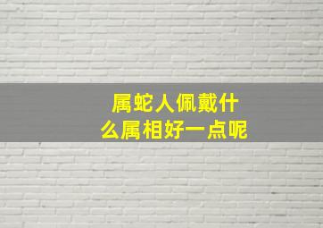 属蛇人佩戴什么属相好一点呢