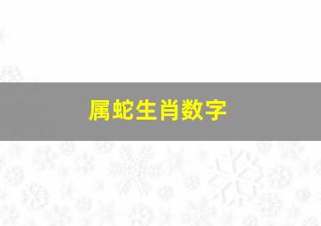 属蛇生肖数字