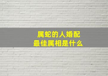 属蛇的人婚配最佳属相是什么