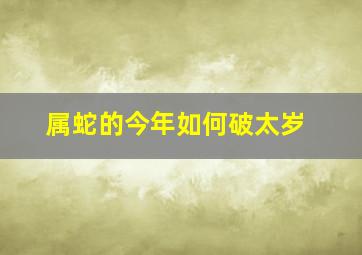 属蛇的今年如何破太岁