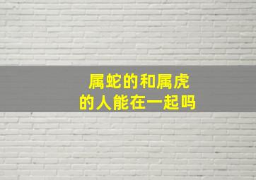 属蛇的和属虎的人能在一起吗