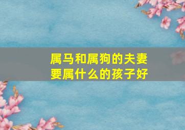 属马和属狗的夫妻要属什么的孩子好