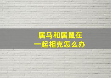 属马和属鼠在一起相克怎么办