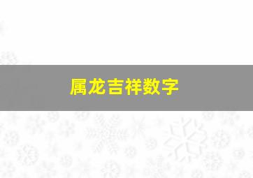 属龙吉祥数字