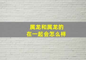 属龙和属龙的在一起会怎么样