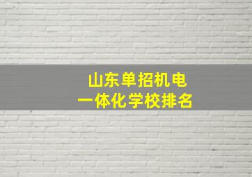 山东单招机电一体化学校排名