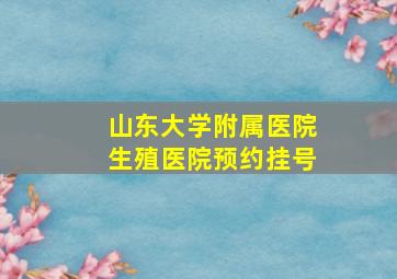 山东大学附属医院生殖医院预约挂号