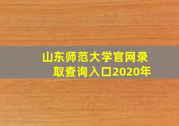 山东师范大学官网录取查询入口2020年