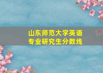 山东师范大学英语专业研究生分数线