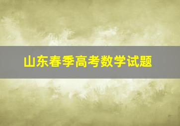 山东春季高考数学试题