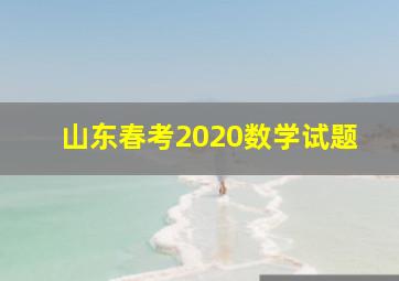 山东春考2020数学试题