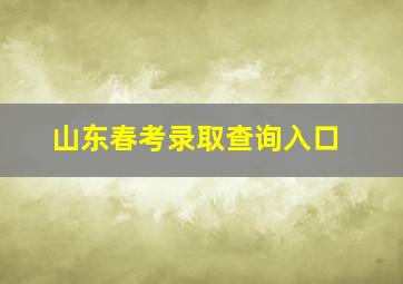 山东春考录取查询入口