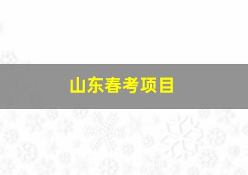 山东春考项目