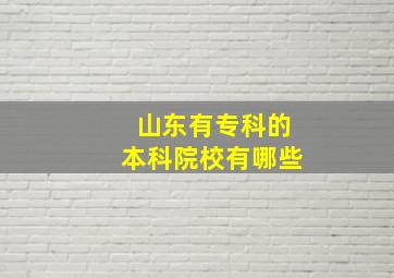 山东有专科的本科院校有哪些