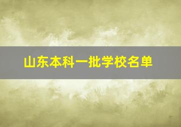 山东本科一批学校名单