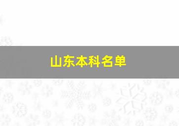 山东本科名单