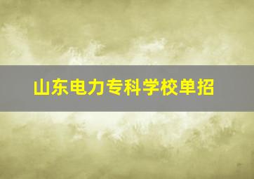 山东电力专科学校单招