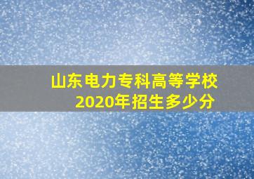 山东电力专科高等学校2020年招生多少分