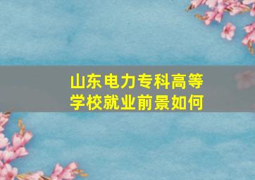 山东电力专科高等学校就业前景如何