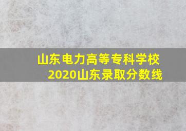 山东电力高等专科学校2020山东录取分数线