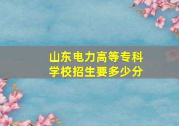 山东电力高等专科学校招生要多少分