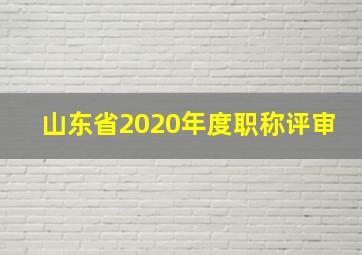 山东省2020年度职称评审