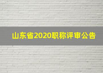 山东省2020职称评审公告