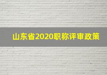 山东省2020职称评审政策